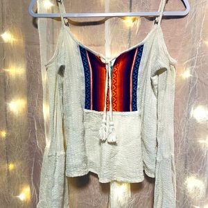 Boho cold shoulder top